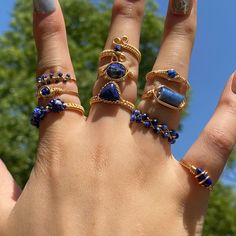 Blue Rings With Lapis Gemstone,wire Wrapped Rings ,handmade Ring,unique Gife for Women - Etsy China Wrapped Rings, Rings Handmade, Lapis Ring, Lapis Lazuli Ring, Contemporary Chic, Wire Wrapped Rings, Ancient Symbols, Ring Unique, Wrap Rings