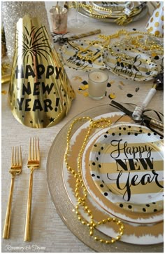 a table set for a new year's eve party