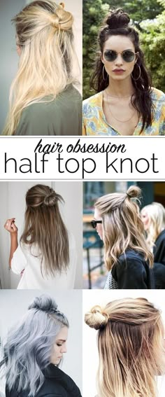 Knot Ideas, Half Top Knot, Half Top, Penteado Cabelo Curto, Different Hairstyles, Grunge Hair, Hairstyles For Women, Great Hair, Hair Dos