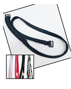 a black leash with two different colored ties