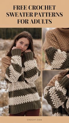 Create a comfortable crochet sweater with these free patterns for adults. Ideal for a cozy, DIY winter project! Crochet Blanket Cardigan, Free Crochet Sweater Patterns, Crochet Sweater Coat, Free Crochet Sweater, Cozy Diy, Crochet Sweater Pattern Free, Sweater Patterns, Diy Winter, Diy Yarn