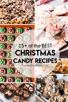 christmas candy recipe collage with text overlay that reads, best christmas candy recipes