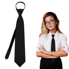 PRICES MAY VARY. 🌟【Women's Tie Add Fun to Outfits】With just a tie your dress style will be refreshed. Ties for women makes you smart with shirts; cute with uniforms. These ties are suitable for all seasons. 🌟【14.17" x 3.15" Tie for Women】Women's adjustable zipper ties are designed for easy wear and won't be loose even keep whole day. Neck loop can be adjusted as need. (Don't pull zipper hard directly without read the usage shown on the picture) 🌟【How To Choose Ties for Women】Womens black tie Shirt With Tie Women, Neck Tie Outfits For Women, Outfits With Ties For Women, Tie Outfits For Women, Necktie Outfits For Women, Outfits With Ties, Neck Tie Outfit, Necktie Outfit, Women In Ties