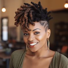 Angled Twists with Shaved Sides Mini Twists Shaved Sides, Loc Updo With Shaved Sides, Twists With Shaved Sides, Crochet Braids With Shaved Sides, Natural Hair Haircuts, Hairstyles For 2023, Purple Tea, Short Natural Haircuts