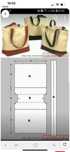 an image of two bags with measurements on the front and back, one in black and white