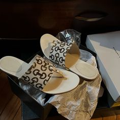 Authentic Gucci Sandals, In Good Condition, Some Wear And Tear. Size 9 Fits Like A 8.5 Elegant Gucci Flat Sandals, Chic Gucci Flat Sandals, Gucci Designer Flat Sandals, Elegant Gucci Beige Sandals, Luxury Cream Sandals, Luxury Gucci Sandals For Vacation, Luxury White Gucci Sandals, Designer Beige Open Toe Sandals, White Gucci Sandals With Branded Insole