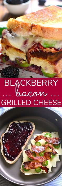 black berry bacon grilled cheese sandwich on a plate