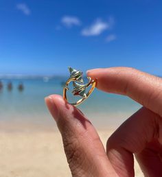 This ring, part of the Au'au Channel Whales Collection, is crafted from high-quality 925 sterling silver and features a pair of twin sterling silver manta rays.  The Au'au Channel, meaning "taking a bath," is a body of water located between the islands of Maui and Lanai. Known for its calm waters, it serves as a refuge in the Pacific Ocean and a mating ground for humpback whales. The channel is also home to graceful manta rays, often seen roaming around its shallow, tranquil waters. This adjusta Luxury Ocean-inspired Rings For Gift, Ocean Gold Ring, Ocean Inspired Rings, Ocean Rings, Manta Rays, Surf Jewelry, Beachy Jewelry, Preppy Jewelry, Calm Waters