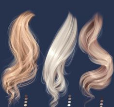 three different types of hair on a dark background, one is blonde and the other is light brown