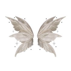 two white butterfly wings with stars on the bottom and one wing folded up to look like it