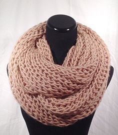 Tan Brioche Oversize Infinity Knit Scarf Knit Infinity Scarf One Size, Cozy Loop Infinity Scarf, Cozy One Size Infinity Scarf With Knit Fabrication, Fall Knit Infinity Scarf, Soft Knit Infinity Scarf, Soft Knit One-size Infinity Scarf, One Size Yarn Infinity Scarf, One Size Soft Knit Infinity Scarf, Cozy One-size Knit Infinity Scarf