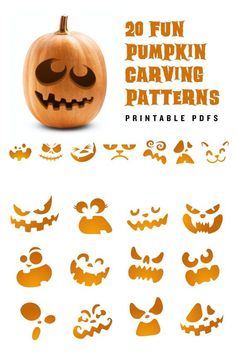 pumpkin carving patterns for kids to make with their own hands and feet, including the faces