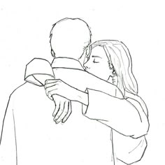 a drawing of a man and woman hugging each other