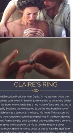 an image of a man and woman holding each other's hands with the caption claries ring