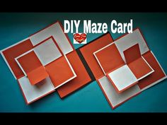 two red and white boxes with the words diy maze card