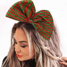 PRICES MAY VARY. Christmas giant bow headbands made of a red green glitter bow, soft cotton and alloy material. Lightweight, portable and suitable for any head size and age, would not make you headache. So many compliments on this festivals Bow Knotted headbands for women. Fashion embellished Headbands for Women are shown in the figure,lightweight and comfortable to wear,gorgeous to your hairstyle. An ideal gift! Cute Headbands for women perfect for many hairstyles, such as Bun Updo, dreadlock, Christmas Headdress, Giant Bow, Bun Updo, Bow Headbands, Embellished Headbands, Christmas Headband, Bow Hair Accessories, Cute Headbands, Christmas Bow