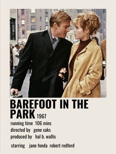 an advertisement for barefoot in the park, starring jane fonda and robert redford