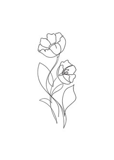 a line drawing of flowers on a white background