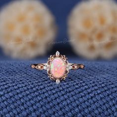 Opal Engagement Ring Vintage, Cluster Wedding Ring, Vintage Opal Engagement Ring, Pink Fire, Rose Gold Engagement Ring Vintage, Vintage Rose Gold, Opal Engagement Ring, Ring Inspo, Engagement Ring Vintage