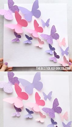 paper butterflies that are cut out to look like they're flying