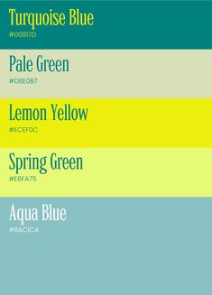 four different shades of blue, yellow, and green are shown in the same color scheme