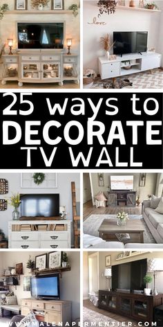 decorate tv wall Mirror Under Tv, Under Tv Decor Bedroom, Decorate Around Tv On Wall, Decorate Tv Stand, Decorate Around Tv, Decorate Tv Wall, Decorating Around A Tv, How To Decorate Around A Tv, Sleek Console