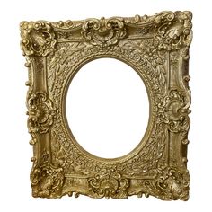 an ornate gold frame on a white background