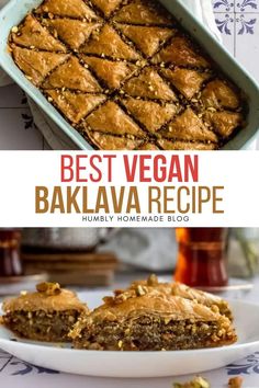 Large bake tray with vegan baklava Vegan Baklava, Gluten Free Chocolate Brownies, Baklava Recipe, Crowd Pleasing Recipes, Delicious Brownies, Phyllo Dough, Sweet Recipes Desserts, Dessert Options, Baking Project