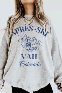 APRES SKI VAIL COLORADO OVERSIZED SWEATSHIRTPREMIUM COTTONOVERSIZED FIT Breckenridge Colorado, Vail Colorado, Aspen Colorado, Drop Shoulder Sweaters, J Fashion, Comfy Cozy, Denim Overalls, Stay Cozy, Wide Leg Denim