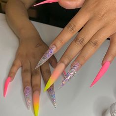 Stilleto Nails Designs, Colorful Nails, Nails Design With Rhinestones, Stiletto Nails Designs, Long Acrylic Nails Coffin, Exotic Nails, Long Square Acrylic Nails, Shellac Nails