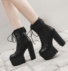 Peniche Women's Boots | Ultrasellershoes.com – Ultra Seller Shoes Party Shoes Heels, Heeled Lace Up Boots, Women's Motorcycle Boots, Womens Black Booties, Black Platform Boots, Platform High Heels, Fashion High Heels, Black High Heels, Platform Boots