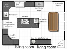 a floor plan for a living room and kitchen