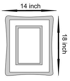 an area rug with measurements for the size and width, including one square in the center