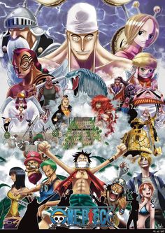 one piece movie poster with all the characters