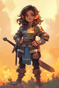 Female Gnome Dnd, Dnd Gnome Character Design, Halfling Aesthetic, Dnd Gnome Art, Halfling Woman, Gnome Character Art, Halfling Paladin, Halfling Character Art, Gnome Woman