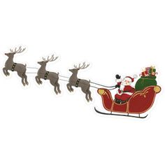 santa's sleigh with reindeers flying through the sky