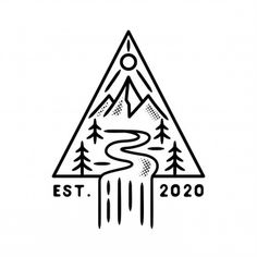 a black and white logo with the words est 2020 on it, surrounded by trees