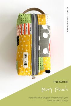 the box pouch pattern is designed to be used as a makeup bag or travel case