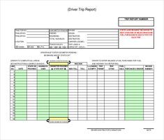 a printable driver's trip report is shown in the form of a spreadsheet