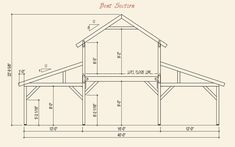 the roof section of a house with measurements