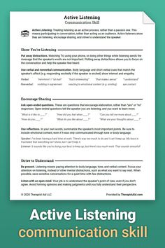 an active listening communication skill sheet