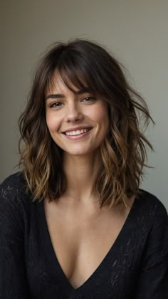 Discover trendy shoulder length hair cuts with layers ideas for fine hair, bangs, choppy medium styles, straight, straight side bangs short, wavy hair medium, 50 curly hair, choppy shag hairstyles. Find your perfect choppy hair cut inspiration here! Shoulder Length Haircuts For Fine Wavy Hair, Choppy Layers For Fine Hair, Wavy Haircut Side Part, Shag Hairstyle Side Part, Fringe Hairstyles Short Shoulder Length, Medium Hair With Bangs Straight, Layered Hair Medium Shoulder Length, Bob Medium Haircut, Side Part Shag Haircut Short