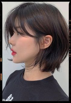 Korean Layered Bob with Fringe Trendy Hairstyle, Hairstyle Ideas, Black Hair, Short Hair, Red, Hair, Black