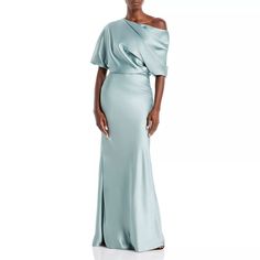 Mothers of the bride (and groom!) deserve to glow on your wedding day, too. Mom Of Groom Dresses, Satin One Shoulder Dress, Dress Code Guide, Amsale Dress, Summer Gowns, Formal Evening Wear, Mother Of The Bride Gown, Mother Of Bride Dresses, Wedding Guest Attire