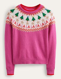 Edie Fair Isle Sweater - Vibrant Pink Fair Isle | Boden US Quirky Outfits, Knitted Christmas Jumpers, Christmas Girls, Dress Up Boxes, Golden Days, Boden Uk