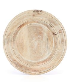 an empty wooden plate on a white background