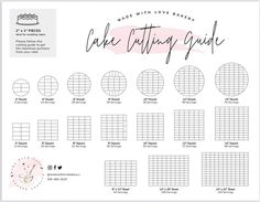 the printable cake cutting guide for cakes and cupcakes is shown in pink