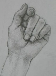 a pencil drawing of a hand holding something