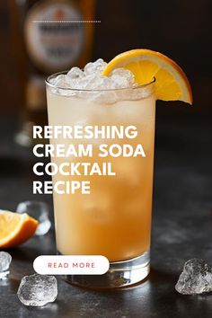 A vibrant image of a refreshing Cream Soda Cocktail featuring spiced rum and ginger ale, perfect for warm evenings and festive gatherings. This pin showcases the colorful drink along with ice to highlight its bubbly texture.