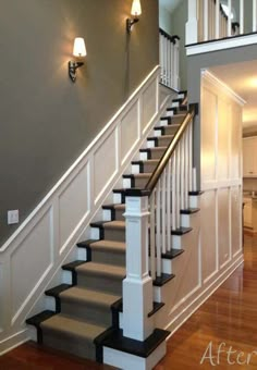 the stairs in this house are painted white